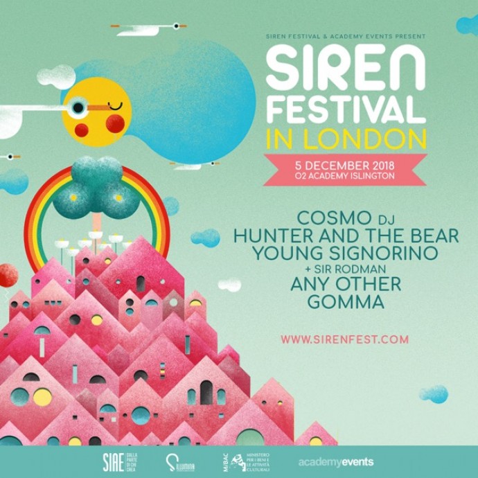 Siren Festival in London: Cosmo (dj), Hunter & The Bear, Young Signorino, Any Other, Gomma - 5 dicembre!